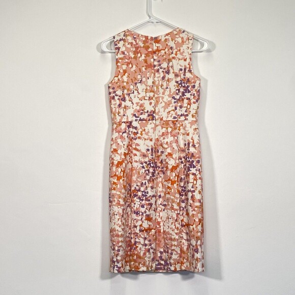 Ann Taylor Dress Size 2 Petite Orange Pink Purple Sheath Sleeveless Party - Picture 2 of 7